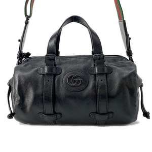 Gucci Double G Leather Handbag Small Black